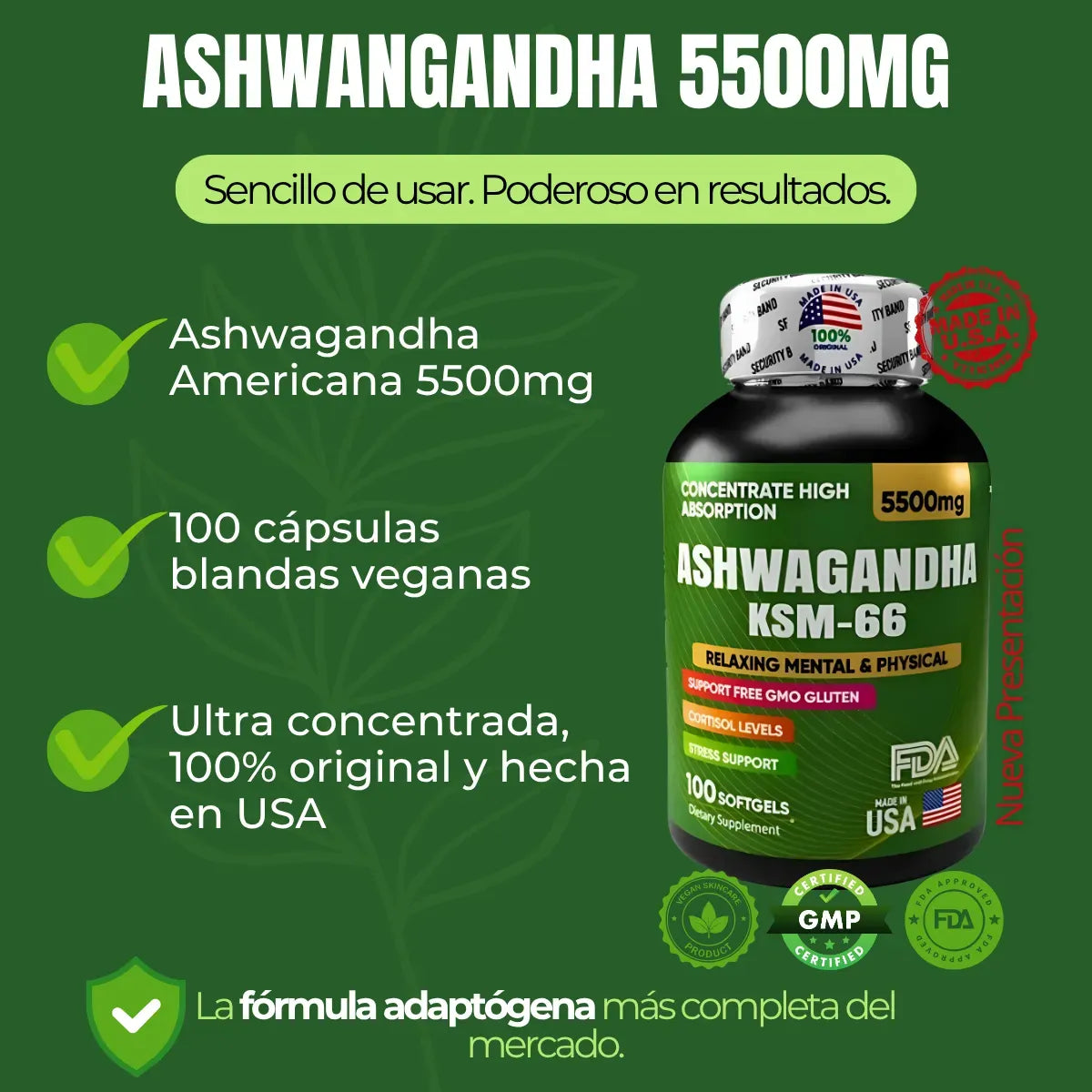 CREATINA + ASHWAGANDA KSM - 66