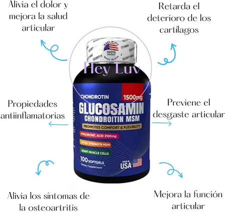 💥 ¡Glucosamina + Chondroitin + MSM ORIGINAL! 💊 Potente Fórmula en 100 Cápsulas ✨