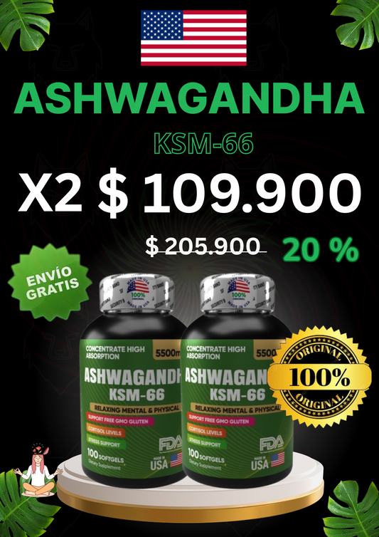 ASHWAGANDHA KSM  66 -  100 CAPSULAS -  El ORIGINAL