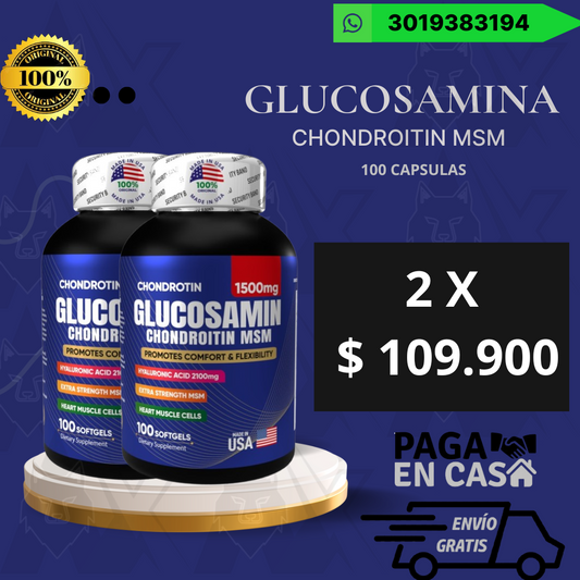 💥 ¡Glucosamina + Chondroitin + MSM ORIGINAL! 💊 Potente Fórmula en 100 Cápsulas ✨